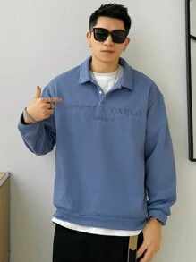 DAZY 男士超大落肩袖文字图案运动衫，秋季服装