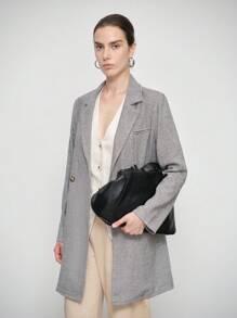 SHEIN LUNE Damska luźna kurtka casualowa, jesień - Ciemnoszary - Zobacz 4