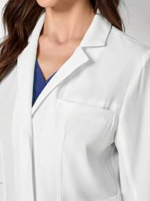 TaskEZ Long Sleeve Button Front Pocket Lab Coat / White Gown - White - View 7