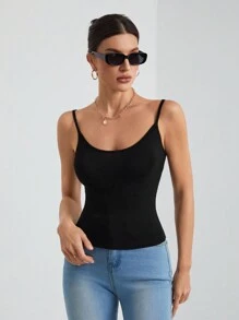 SHEIN Tall 1 pieza Top de tirantes tipo body con estampado de leopardo para mujer, verano