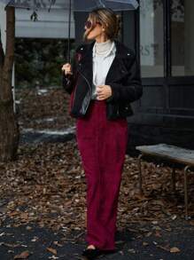 Aveloria Affinna Chaqueta de motociclista de mujer con forro y borrego, para otoño e invierno