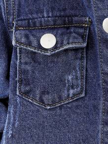 2pcs Baby Boy Fashionable Denim Outfit, Casual Jacket And Pants Set, Spring Autumn - Blue - View 4