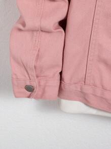 Manfinity Homme Chaqueta vaquera casual de manga larga de botones delanteros de unicolor para hombres - Rosa Pálido - Ver 4
