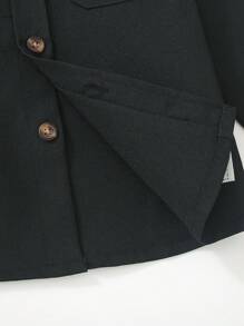 SHEIN 男童前扣长袖基本款休闲衬衫 - 黑色 - 查看 7