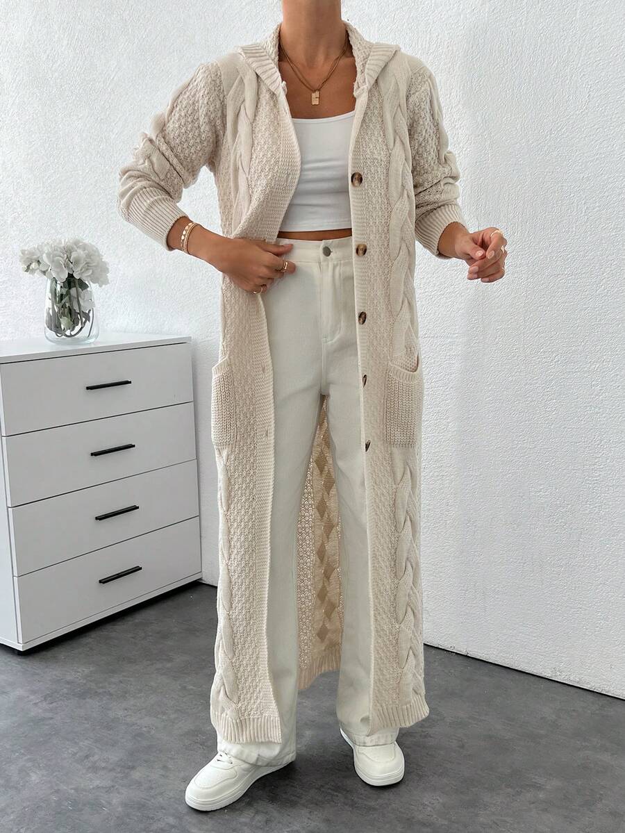 SHEIN Cárdigan con detalle y botón largo especial + 480 Moda de Mujer