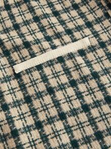 SHEIN MOD Plus Size Women Green Plaid Tweed Vintage Style Contrast Trim Blazer Jacket - Multicolor - View 3