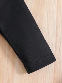 2pcs/Set Young Girl Cute Butterfly Print Long Sleeve Jacket & Sleeveless Dress Set, Fit For Spring Autumn - Black - View 3