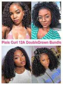 Pixie Curl Super Double Drawn Hair Bundles Natural Black Color Raw Virgin Cuticle Aligned Full End Human Hair One Hair Donor 12a Grade SSD - Natural Black - View 7
