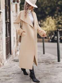 SHEIN Clasi 女士蓬松袖口休闲夹克、外套 - 駝色 - 查看 3