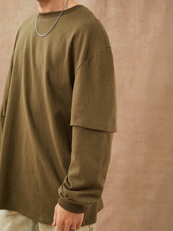 Camiseta de algodón 100% de dos piezas oversize para hombres