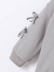 SHEIN 2pcs Baby Girls Cozy Pink Bow Sweatshirt & Corduroy Pants Set - Grey - View 6