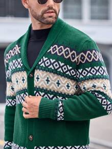 Manfinity NXTstreet Cardigan casual ajusté tricoté pour homme, convient pour l'automne et Noël - Multicolore - Voir 3