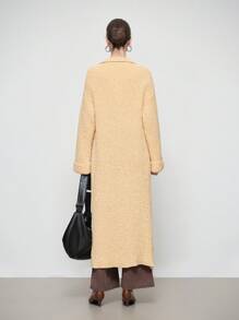 SHEIN LUNE Women's Solid Color Long Sleeve Minimalist Collared Cardigan, Casual Everyday Wear Fall Cloth For Women - Yellow - View 2