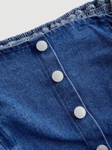 SHEIN MOD Plus Size Blue Denim Jumpsuit - Blue - View 4