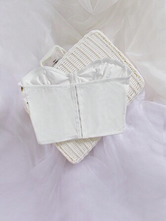 SHEIN Privé Elegant & Romantic Floral Embroidered Mesh Corset For Women