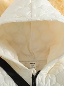 SHEIN 年轻女孩加厚连帽棉服外套带松紧腰带，宽松裤子和斜挎包套装，秋冬 - 彩色 - 查看 8