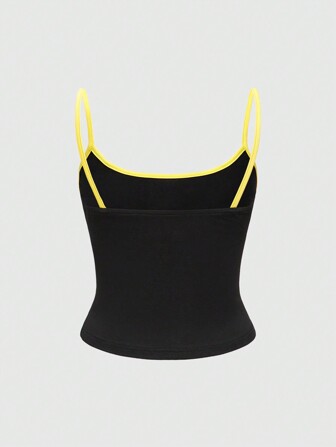 Batman X ROMWE Parte superior corta tipo cami con estampado de logo al estilo streetwear casual