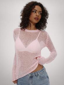 Forever 21 Pink Long Sleeve Mohair Sweater - Pink - View 5