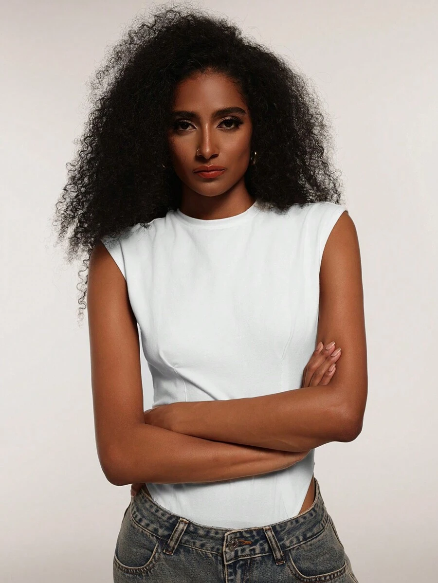 Forever 21 Nuevo body casual sin mangas blanco, versátil para otoño-invierno - Blanco - Ver 1