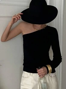 DAZY Women Off The Shoulder Slim Fit Sweater, Fashionable Design, Casual, Autumn/Winter