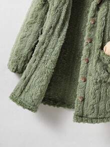 Sparklyn 青少年女孩蓬松长袖连帽休闲宽松连衣裙 - 綠色 - 查看 4