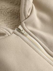 SHEIN Leap Crew 2pcs/Set Tween Girls' Casual Hoodie And Drawstring Sweatpants - Apricot - View 5