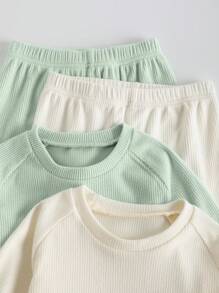 SHEIN 4pcs/Set Baby Boys All-Match Casual Everyday Comfortable Soft Long Sleeve Outfits, Suitable For Outdoor And Lounging In Autumn And Winter - Multicolor - View 3