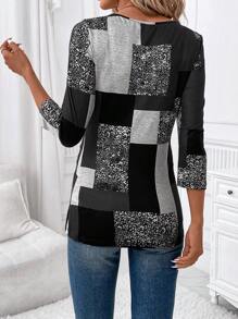 EMERY ROSE Women's Black Cat Graphic T-Shirt - Grey - View 2