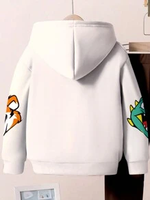 SHEIN Leap Crew Bộ 2 quần nỉ và áo hoodie in hình thỏ hoạt hình rộng rãi cho bé trai, áo hoodie chui đầu dáng rộng cho bé trai mặc dạo phố mùa thu/đông - Nhiều màu - Xem 4