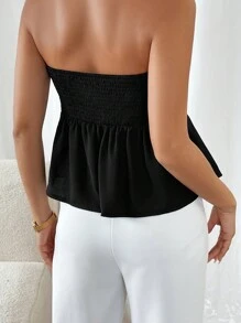 SHEIN Frenchy Women's Fashionable Leopard Print Patchwork Hollow Out Camisole Tank Top, Women's Spring & Fall Leopard Print Panel Fleece Lapel Lace-Up Front Top,Women Vest,Sexy Black Top,Off Shoulder,Going Out Tops,Thanksgiving Women Outfit,Black Corset Top Winter Cheetah Casual - Black - View 2