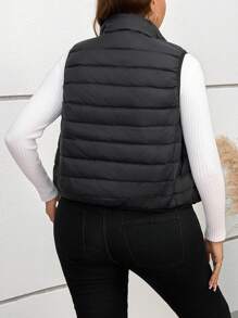 SHEIN LUNE Chaleco acolchado ligero con cuello alto para invierno talla grande