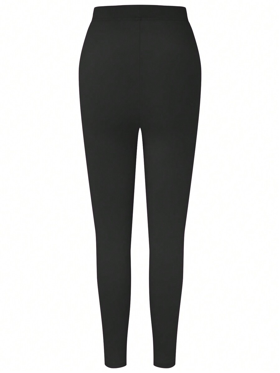 SHEIN LUNE Plus Size Santa Printed Leggings, Stretch Leggings With