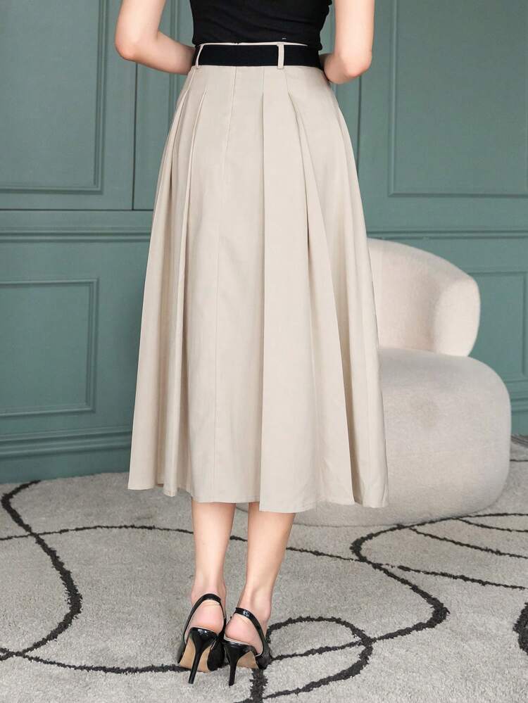 Women's Elegant Solid Color Pleated A-Line Skirt, Spring/Summer,Fall Clothes Winter Women Skirts