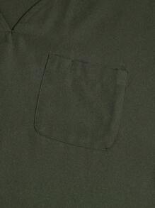 TaskEZ 2 件套女士医疗制服 - 纯色 V 领上衣和开衩长裤、手术服套装 - 軍綠色 - 查看 8