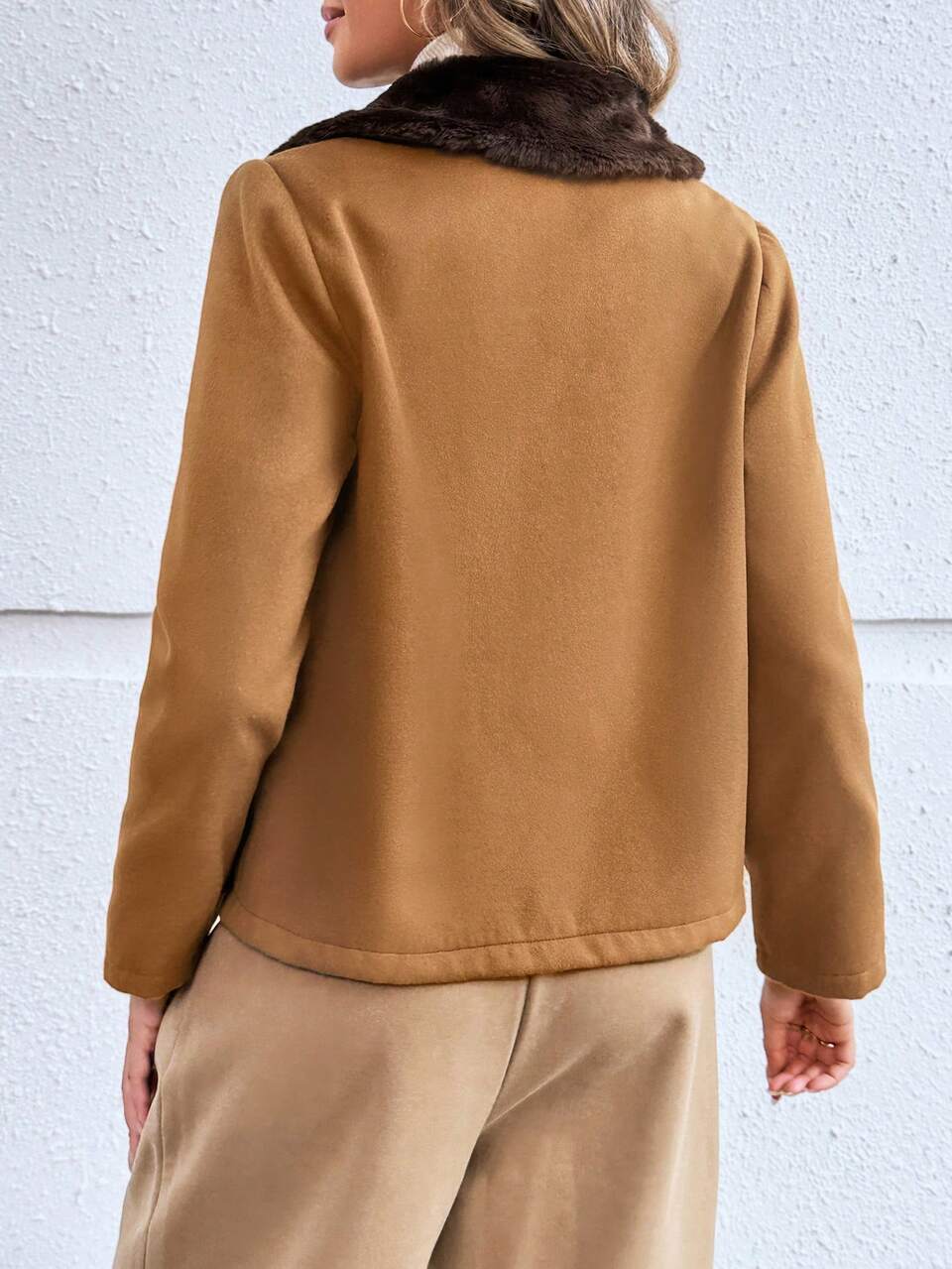 Women Casual Color-Blocking Collar Jacket, Autumn