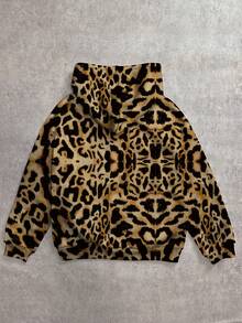 Ninpha SHEIN EZwear Áo nỉ tay dài họa tiết da báo tối giản thường ngày cỡ lớn dành cho nữ, mùa thu/đông - Nhiều màu - Xem 4
