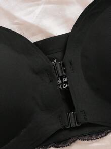 Women Camisole Bra Set With Front Closure, Comfortable And Minimalist Design - Pink - View 7