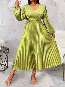 Celure Vestido elegante vintage con pliegues en la cintura para tallas grandes