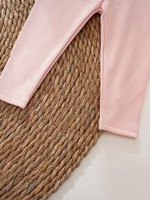 Cozy Pixies Baby Girl Cute Bear Motif Drop Shoulder Sweatshirt - Pink - View 10