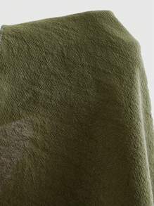 ROMWE 女式春夏花卉印花 V 领喇叭袖优雅连衣裙 - 軍綠色 - 查看 7