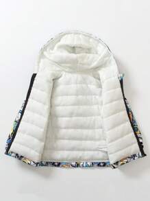 SHEIN Young Boys Cartoon Graphic Hooded Zipper Coats, Warm And Comfortable Outerwear For Autumn/Winter, Suitable For Casual, Sports, School, Christmas, Halloween Party - Multicolor - View 8