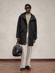 AKNOTIC Business Casual Men's Loose Fit Long Sleeve Casual Trench Coat, Suitable For Autumn, For Fall Winter