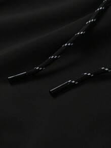 Manfinity Homme Áo khoác nỉ dài tay dáng rộng dành cho nam, in chữ phối màu, có mũ, chất liệu nỉ, thích hợp cho mùa thu. - màu đen - Xem 7