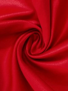 大码夏季休闲简约日常泡泡袖侧开衩宽松连衣裙新年装长款女装 - 紅色 - 查看 6