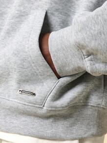 SUMWON Premium Heavyweight Loungewear Hoodie Pullover Streetwear Casual Relaxed Fit Athletic Sweatshirt Kangaroo Pocket Autumn Winter Essential - Grey - View 4