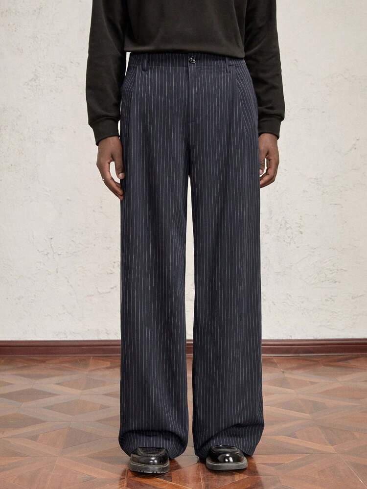 Men's Woven Striped Casual Straight Leg Colorblock Pants, Suitable For Daily Wear