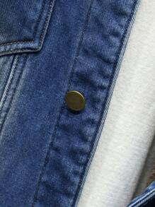 Manfinity Homme Men's Washed Deep Blue Denim Thermal Lined Casual Loose Jacket - Dark Wash - View 4