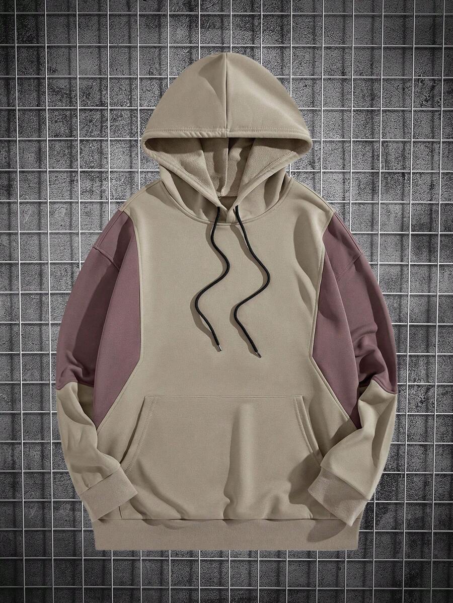 Manfinity Homme Sudadera con capucha de color contrastante para hombre - Gris - Ver 1