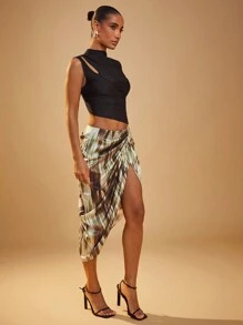 Hauture Chân váy xếp ly in họa tiết đá cẩm thạch - Nhiều màu - Xem 3