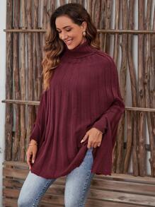 EMERY ROSE 女士高领长袖罗纹毛衣